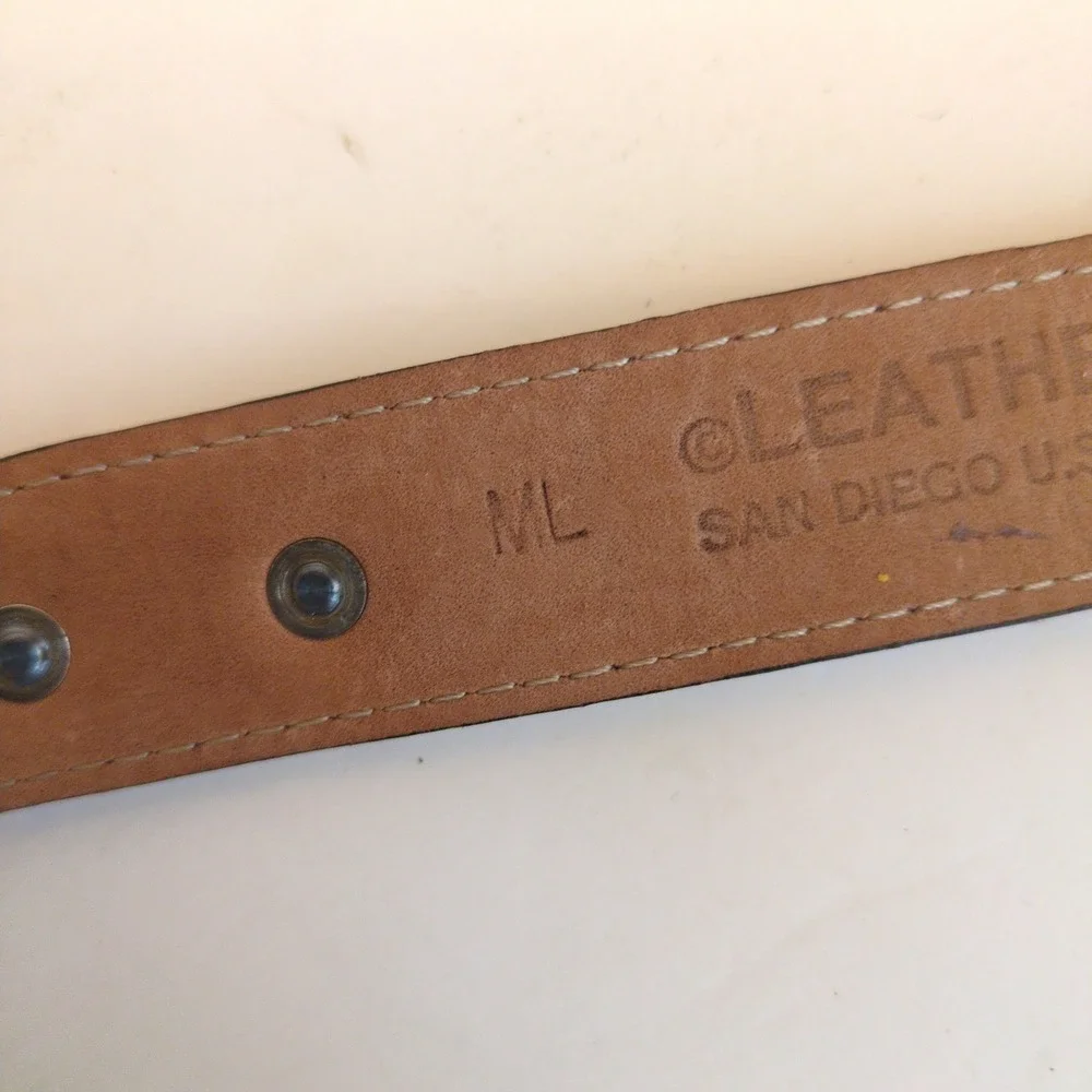 Vtg‎ 90s Leatherock Belt Brown Suede Gold Metal Modern Western Boho Chunky ML
